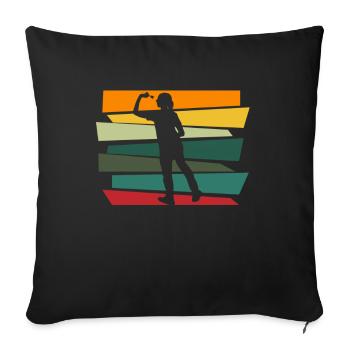 Dart Darten Dartscheibe Dartspieler Bulls Eye - Sofakissenbezug 45 x 45 cm - Schwarz - Vorne
