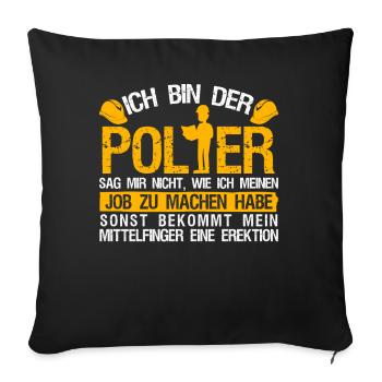 Polier Mittelfinger Baustelle Bauleiter - Sofakissenbezug 45 x 45 cm - Schwarz - Vorne