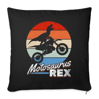 Dirtbike Dino Motocross Dinosaure MotoSaurus Rex - Housse de coussin décorative 45 x 45 cm - noir - Devant