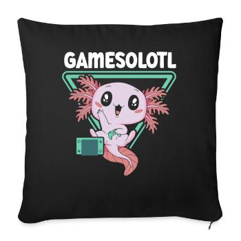 Gamesolotl Videospiel Axolotl Wassertier Gamer - Sofakissenbezug 45 x 45 cm - Schwarz - Vorne