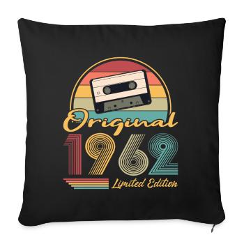 60e anniversaire né en 1962 Original 1962 - Housse de coussin décorative 45 x 45 cm - noir - Devant