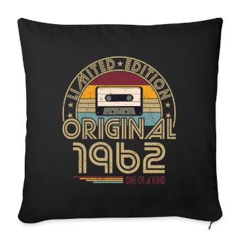 60e anniversaire né en 1962 Original 1962 - Housse de coussin décorative 45 x 45 cm - noir - Devant