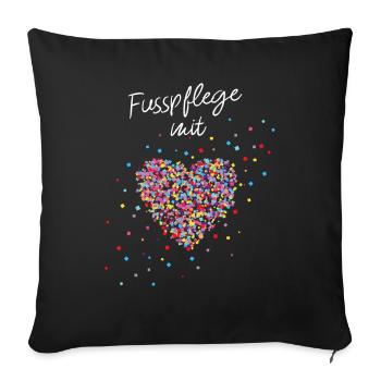 Fußpflege mit Herz Podologin Füße - Sofakissenbezug 45 x 45 cm - Schwarz - Vorne