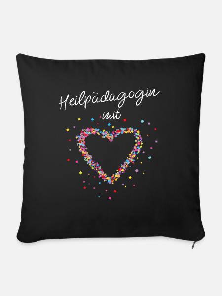 Heilpädagogin Mit Herz Sonderschule - Sofakissenbezug 45 x 45 cm - Schwarz