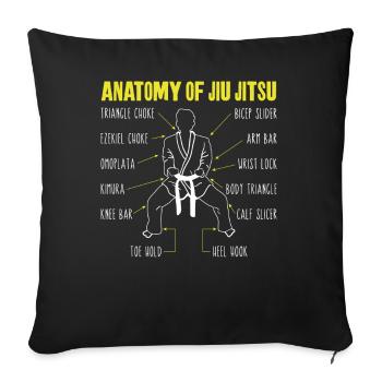 Jiu Jitsu Anatomie Anatomie Du Jiu - Housse de coussin décorative 45 x 45 cm - noir - Devant