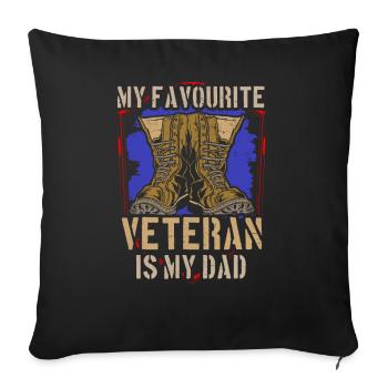 Mon vétéran préféré est mon père militaire - Housse de coussin décorative 45 x 45 cm - noir - Devant