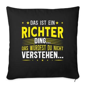 Familienname Richter - für Familie Richter - Sofakissenbezug 45 x 45 cm - Schwarz - Vorne