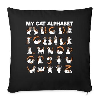 Mein Katzenalphabet ABC Katzen Buchstaben Katze - Sofakissenbezug 45 x 45 cm - Schwarz - Vorne