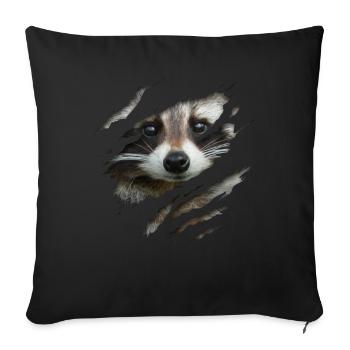 Waschbär-Gesicht Süßer Waschbär Zerrissen Riss - Sofakissenbezug 45 x 45 cm - Schwarz - Vorne