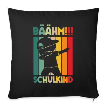 Schulkind 1. Klasse Einschulung Schuljunge - Sofakissenbezug 45 x 45 cm - Schwarz - Vorne