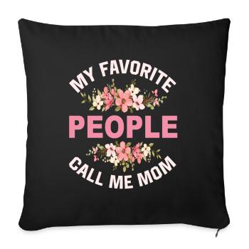 Mes gens préférés m’appellent maman - Housse de coussin décorative 45 x 45 cm - noir - Devant