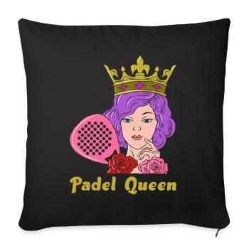 Padel Queen for Padel Tennis Players - Sofa pillowcase 17,3'' x 17,3'' (45 x 45 cm) - black - Front