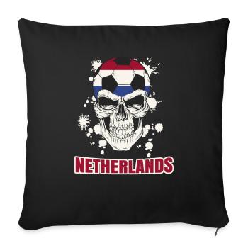 Pays-Bas Football Joueur de football néerlandais Skull - Housse de coussin décorative 45 x 45 cm - noir - Devant