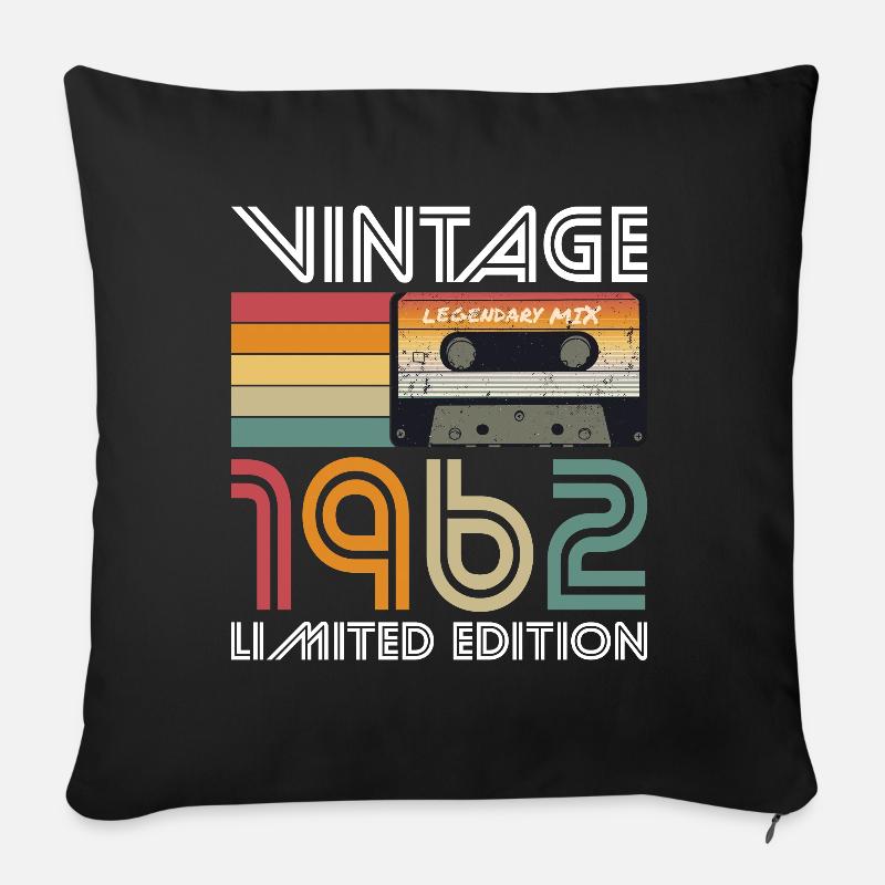 60. Geburtstag Vintage 1962 Limited Edition - Sofakissenbezug 45 x 45 cm - Schwarz