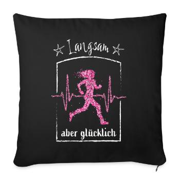 Runner Jogging Running Sport Heartbeat - Sofa pillowcase 17,3'' x 17,3'' (45 x 45 cm) - black - Front