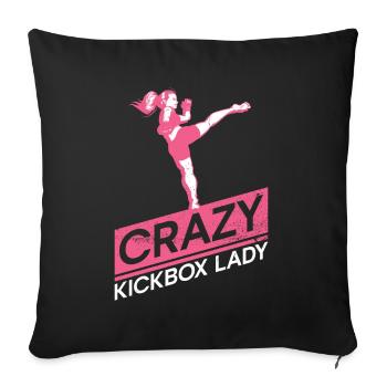 Crazy Kickbox Lady - Kickboxing Kickboxer - Housse de coussin décorative 45 x 45 cm - noir - Devant