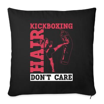 Kickboxing Hair Don’t Care - Kickboxen Kickboxer - Housse de coussin décorative 45 x 45 cm - noir - Devant