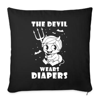 The Devil wears Diapers - Sofa pillowcase 17,3'' x 17,3'' (45 x 45 cm) - black - Front