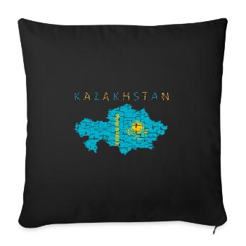 Kasachstan Karte Flagge - Sofakissenbezug 45 x 45 cm - Schwarz - Vorne