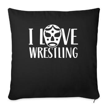 I Love Wrestling Wrestling Wrestling Wrestling - Sofa pillowcase 17,3'' x 17,3'' (45 x 45 cm) - black - Front