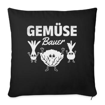Lustige Gemüse Gärtner Landwirt Gemüse Bauer - Sofakissenbezug 45 x 45 cm - Schwarz - Vorne