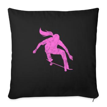 Skateboard Skater Fille Skate Skate Cadeau - Housse de coussin décorative 45 x 45 cm - noir - Devant