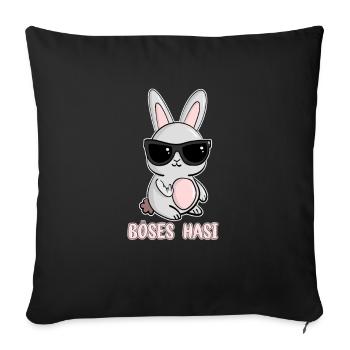 Das Böse Hasi mit cooler Sonnenbrille zeigt den - Sofakissenbezug 45 x 45 cm - Schwarz - Vorne