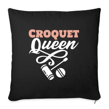 Croquet Reine Femme Croquet - Housse de coussin décorative 45 x 45 cm - noir - Devant