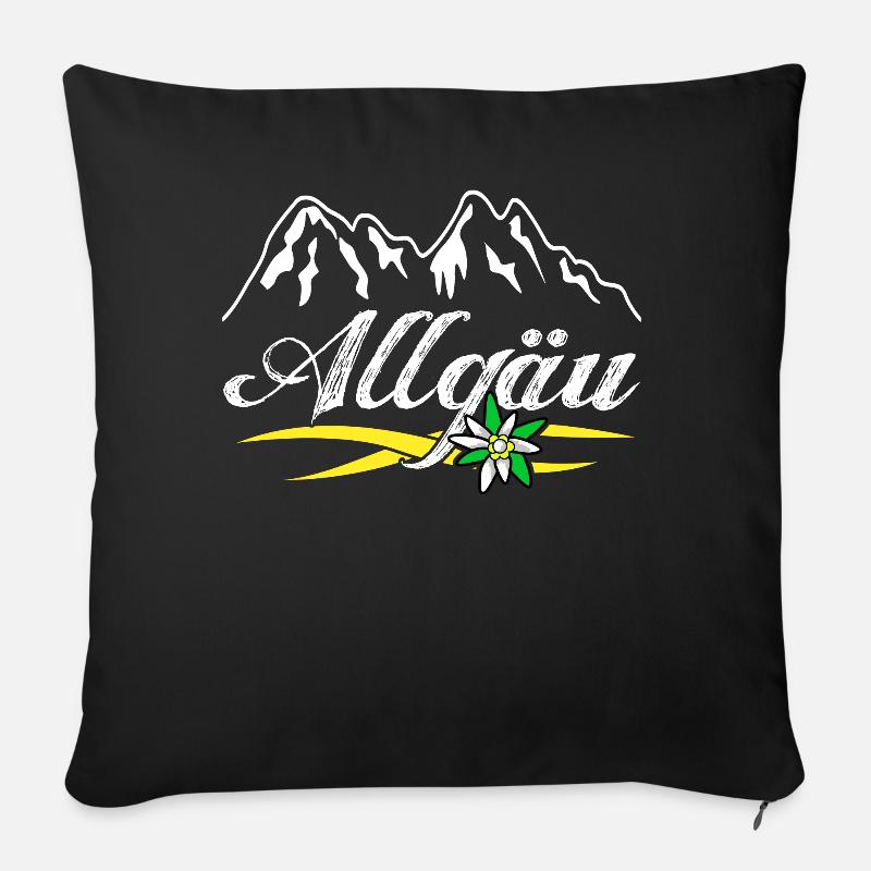 Allgäu Alpen Edelweiß Allgäuer - Sofakissenbezug 45 x 45 cm - Schwarz