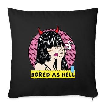 POP-ART Bored As Hell ARTWORK, Devil Frau 80er - Sofakissenbezug 45 x 45 cm - Schwarz - Vorne