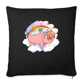 Pig Gift Piglet Kids Piglet Pig Pig - Sofa pillowcase 17,3'' x 17,3'' (45 x 45 cm) - black - Front