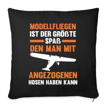 Modellfliegen Modellflieger Modellflug - Sofakissenbezug 45 x 45 cm - Schwarz - Vorne