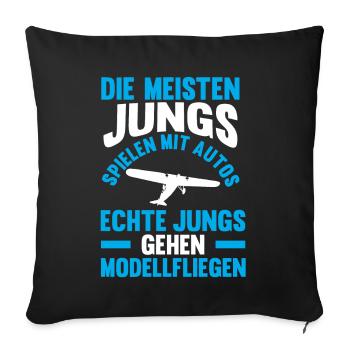 Modellfliegen Modellflieger Modellflug - Sofakissenbezug 45 x 45 cm - Schwarz - Vorne
