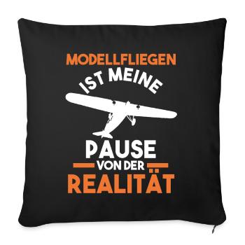 Modellflieger Modellflugzeug Modellfliegen - Sofakissenbezug 45 x 45 cm - Schwarz - Vorne