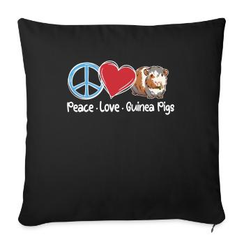Paix Amour Cochon d’Inde Doux Animal Animal De Compagnie - Housse de coussin décorative 45 x 45 cm - noir - Devant