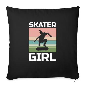 Skate Skater Fille - Housse de coussin décorative 45 x 45 cm - noir - Devant