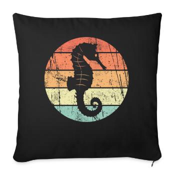 Seepferdchen Retro Vintage Abzeichen Prüfung - Sofakissenbezug 45 x 45 cm - Schwarz - Vorne