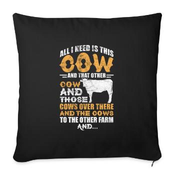 Cow Cow Cows Farm Farmer Gift - Sofa pillowcase 17,3'' x 17,3'' (45 x 45 cm) - black - Front