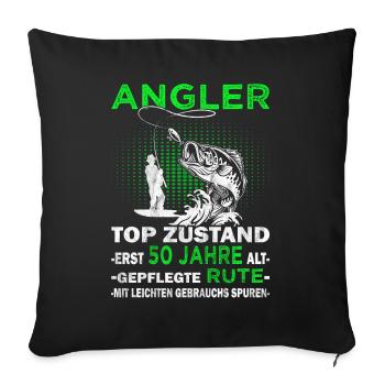 Sei kein Dummi - 50. Geburtstag Angler - Angeln - Sofakissenbezug 45 x 45 cm - Schwarz - Vorne