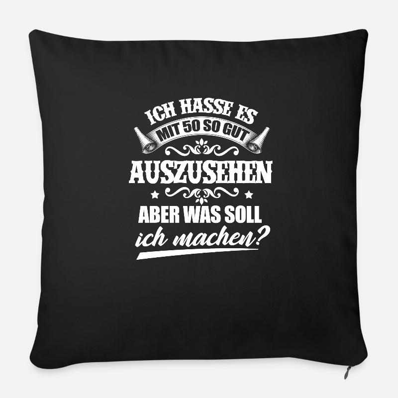 50. Geburtstag - Sofakissenbezug 45 x 45 cm - Schwarz