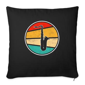Saxophon Retro - Sofakissenbezug 45 x 45 cm - Schwarz - Vorne