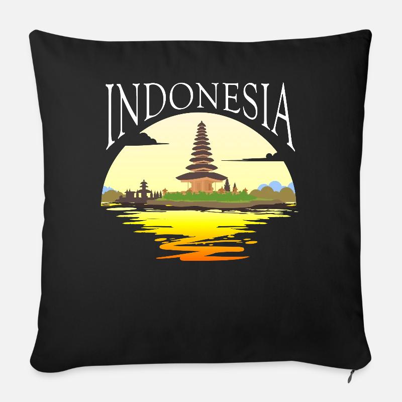 Indonesien - Sofakissenbezug 45 x 45 cm - Schwarz