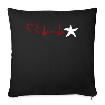 Heartbeat Etoile De Mer T Shirt - Sofa pillowcase 17,3'' x 17,3'' (45 x 45 cm) - black - Front