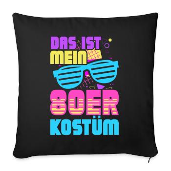 80er Jahre Kostüm Mottoparty 80s Kostüm - Sofakissenbezug 45 x 45 cm - Schwarz - Vorne