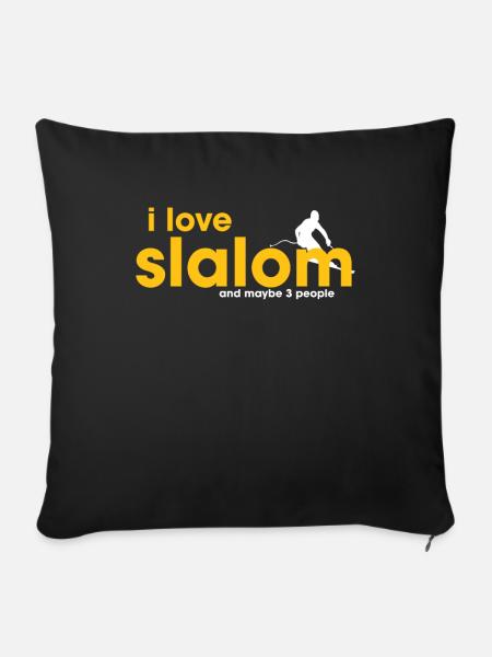 I Love Slalom - Sofakissenbezug 45 x 45 cm - Schwarz