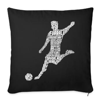 Fußballer Fußball Kinder Jungen Herren - Sofakissenbezug 45 x 45 cm - Schwarz - Vorne