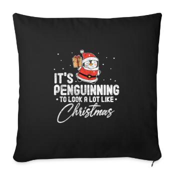 Pinguin Weihnachten - Sofakissenbezug 45 x 45 cm - Schwarz - Vorne