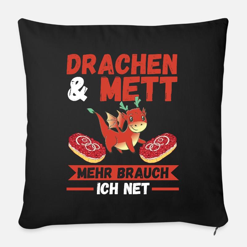 Mettbrötchen Mett Drachen - Sofakissenbezug 45 x 45 cm - Schwarz