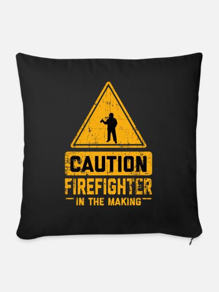 CAUTION Firefighter In The Making - Sofakissenbezug 45 x 45 cm - Schwarz