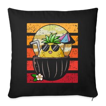 Ananas - Housse de coussin décorative 45 x 45 cm - noir - Devant